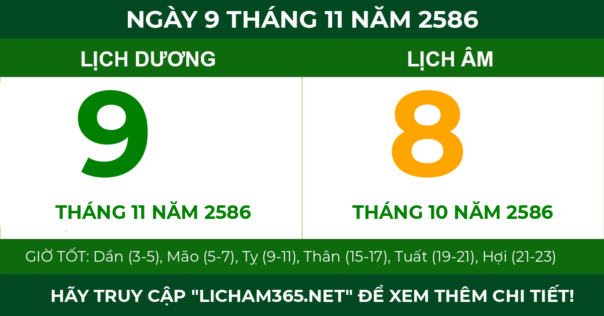 lịch âm ngày 9 tháng 11 năm 2586