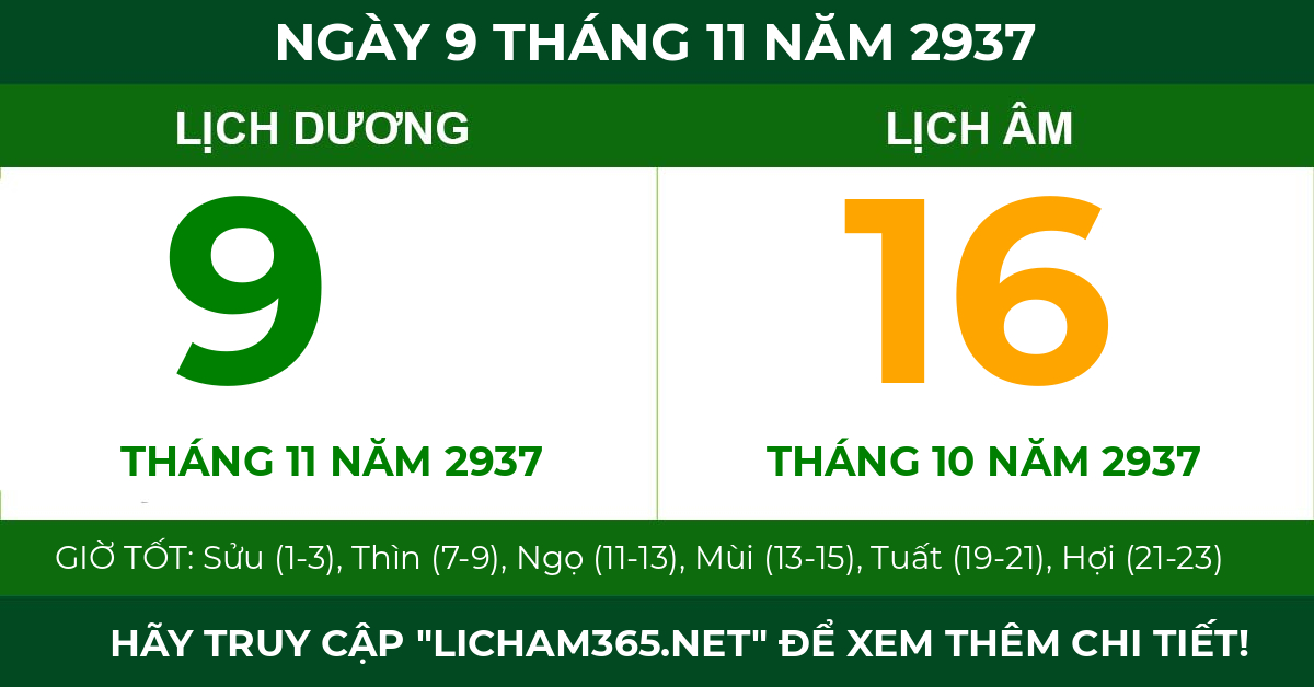 lịch âm ngày 9 tháng 11 năm 2937