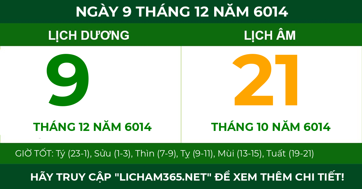 lịch âm ngày 9 tháng 12 năm 6014