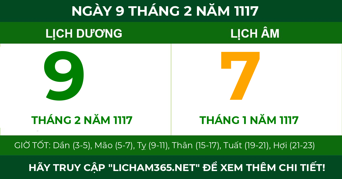 lịch âm ngày 9 tháng 2 năm 1117
