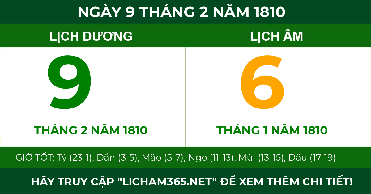 lịch âm ngày 9 tháng 2 năm 1810