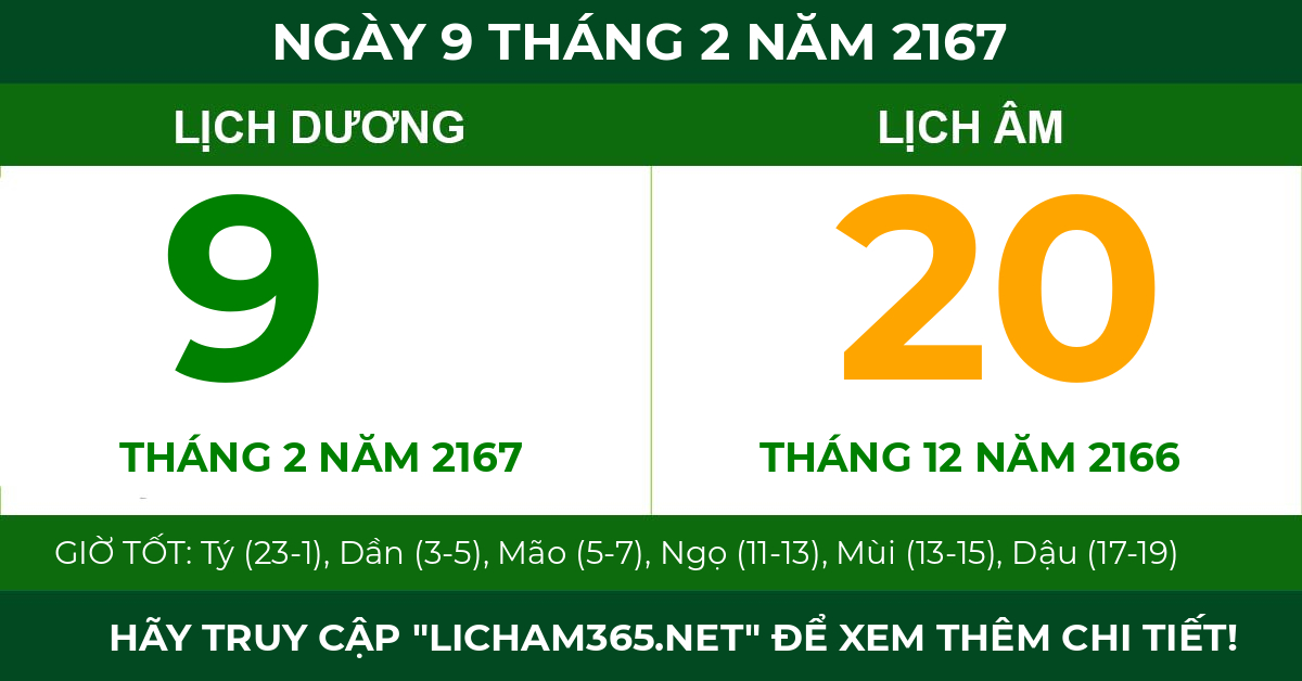 lịch âm ngày 9 tháng 2 năm 2167