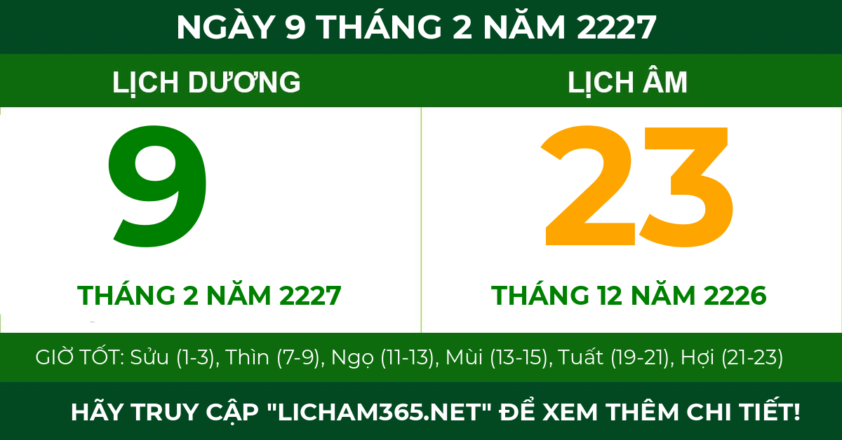 lịch âm ngày 9 tháng 2 năm 2227
