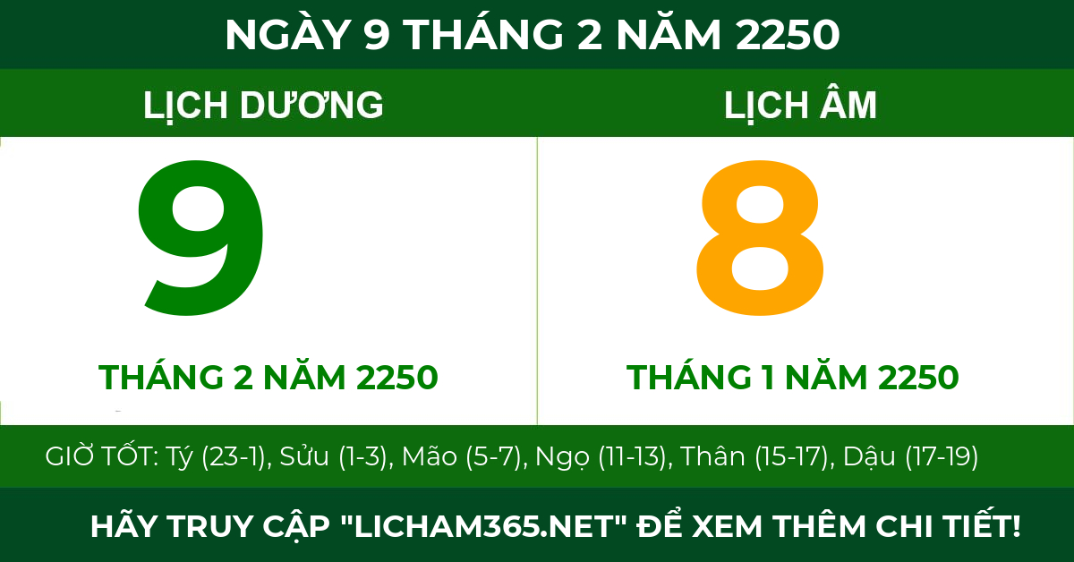 lịch âm ngày 9 tháng 2 năm 2250