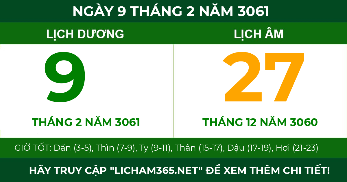 lịch âm ngày 9 tháng 2 năm 3061