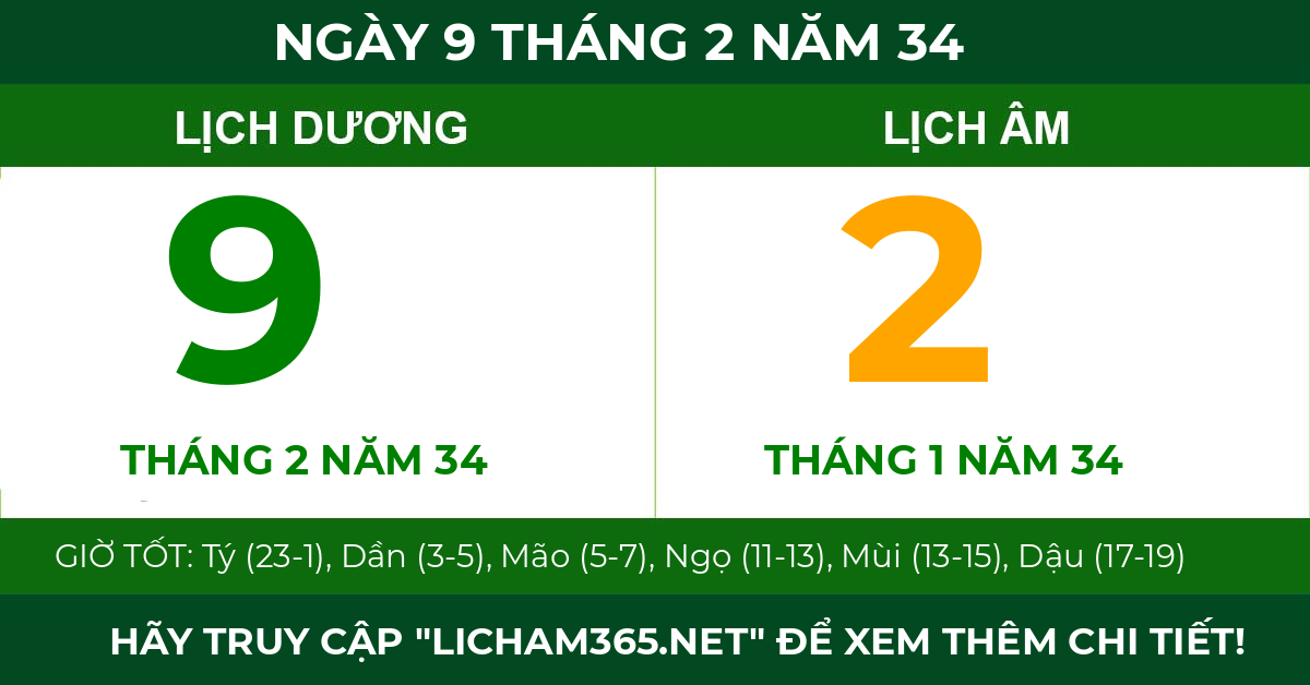 lịch âm ngày 9 tháng 2 năm 34