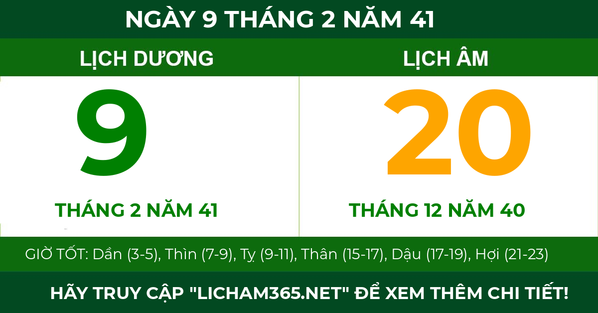 lịch âm ngày 9 tháng 2 năm 41