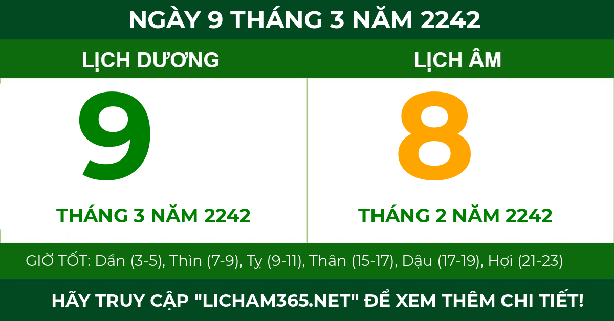 lịch âm ngày 9 tháng 3 năm 2242