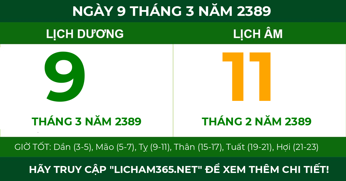 lịch âm ngày 9 tháng 3 năm 2389