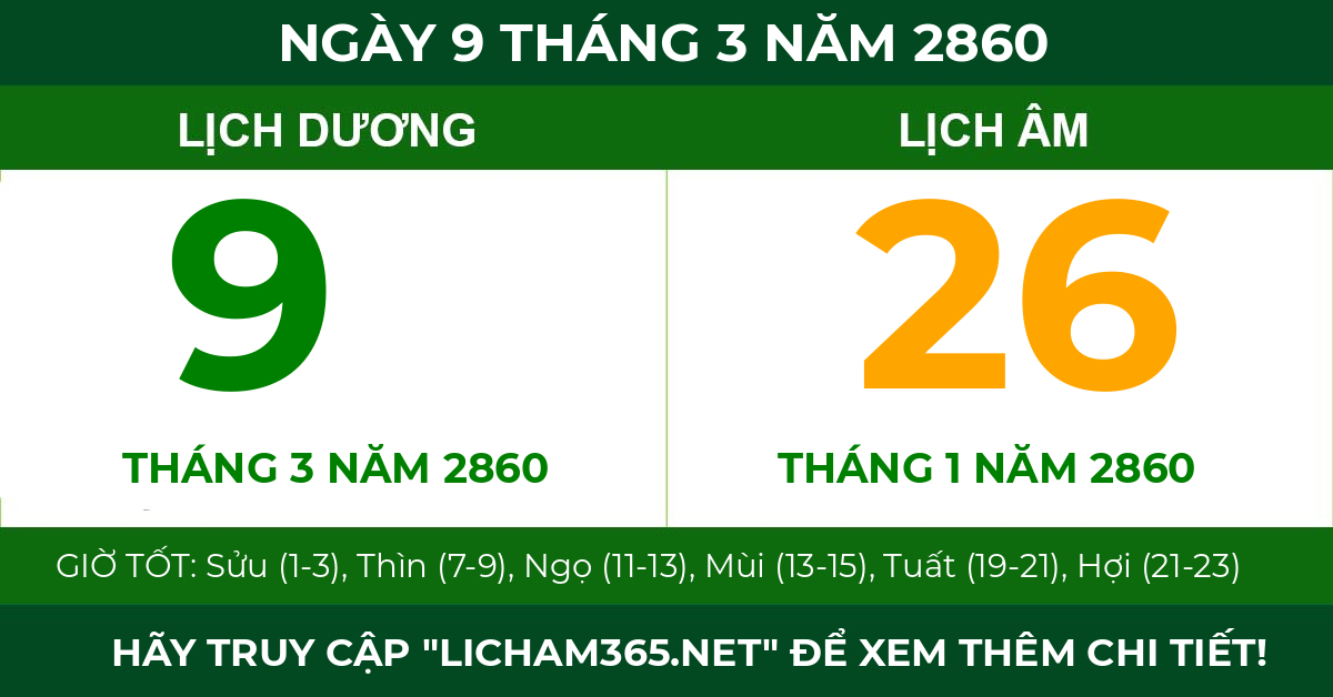 lịch âm ngày 9 tháng 3 năm 2860
