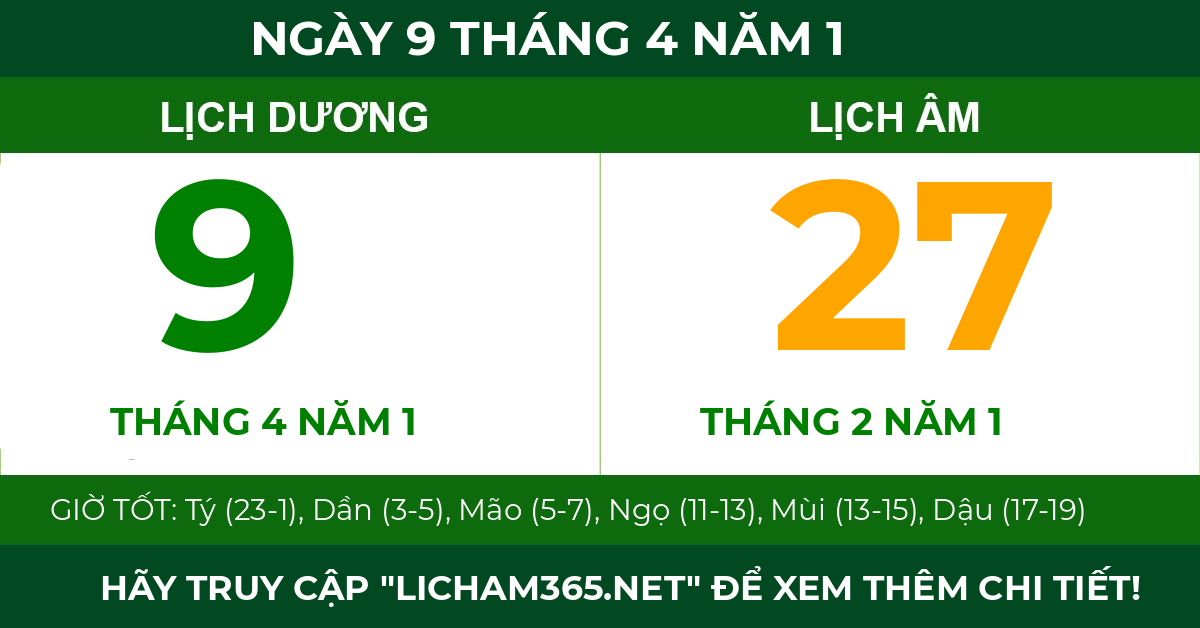 lịch âm ngày 9 tháng 4 năm 1