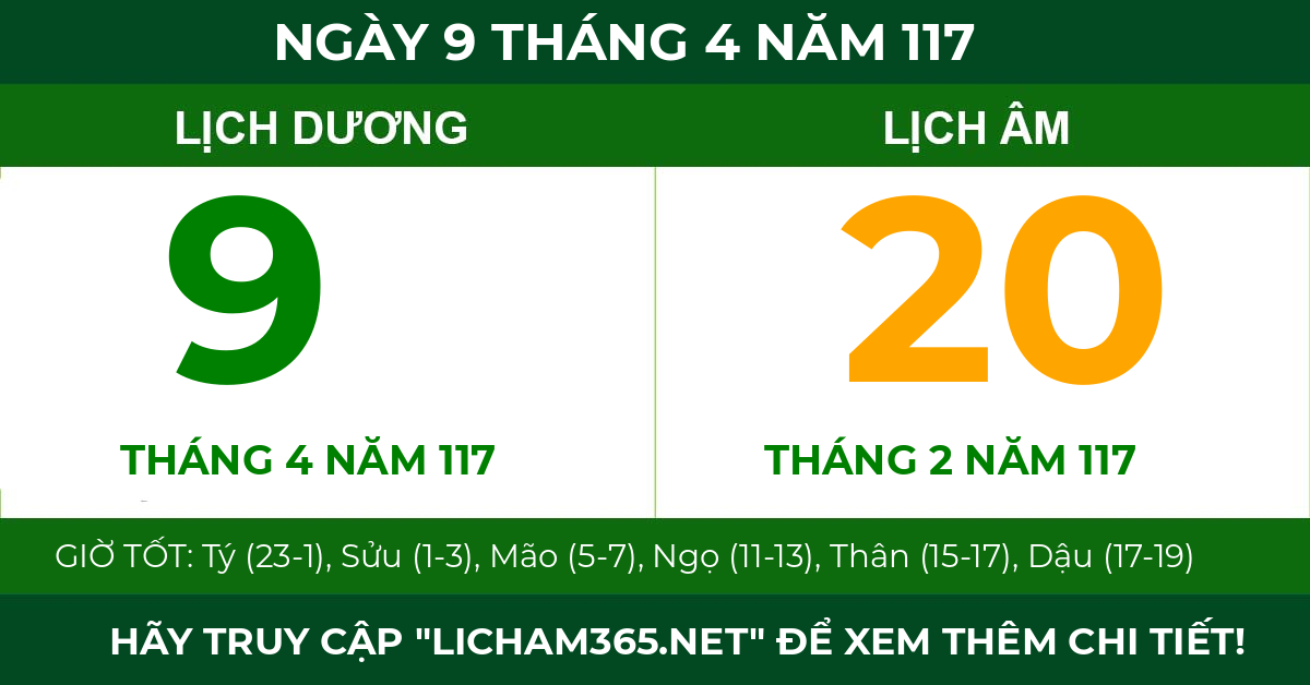 lịch âm ngày 9 tháng 4 năm 117