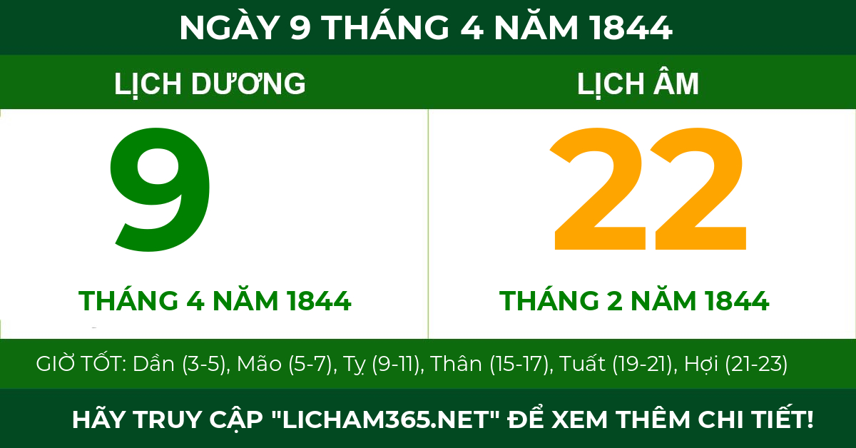 lịch âm ngày 9 tháng 4 năm 1844
