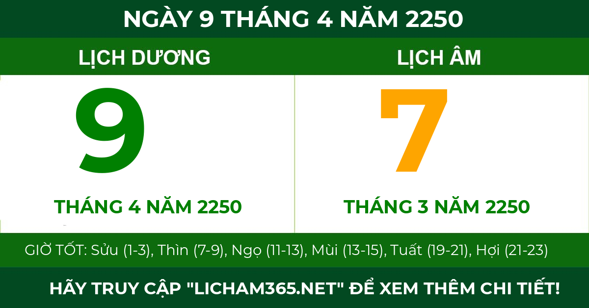 lịch âm ngày 9 tháng 4 năm 2250