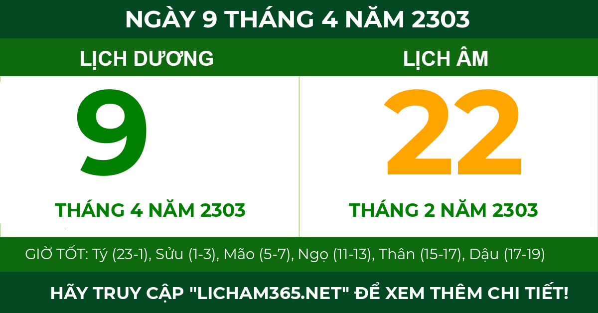 lịch âm ngày 9 tháng 4 năm 2303