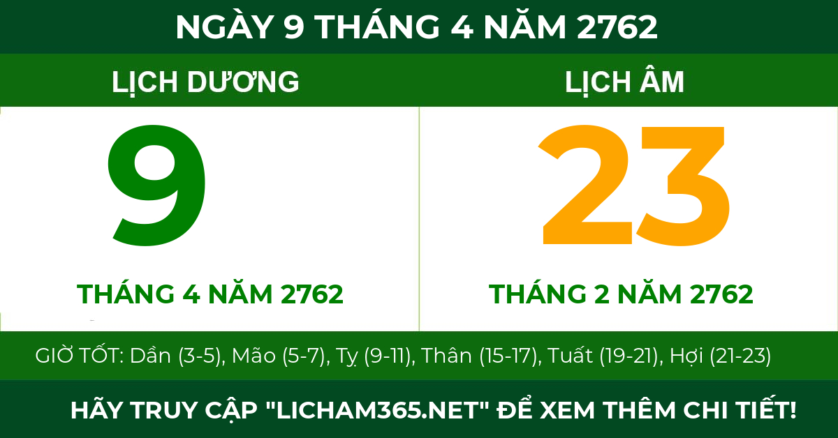 lịch âm ngày 9 tháng 4 năm 2762