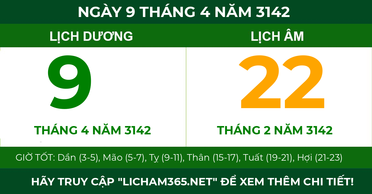 lịch âm ngày 9 tháng 4 năm 3142