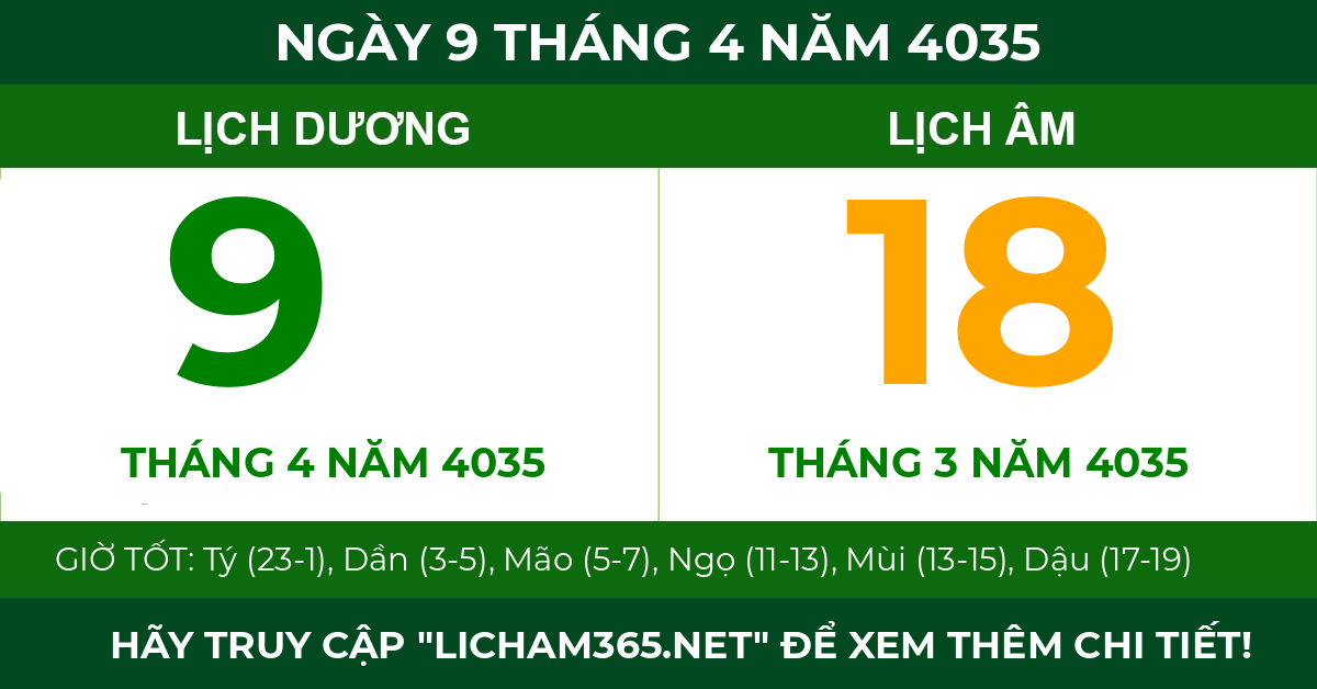 lịch âm ngày 9 tháng 4 năm 4035