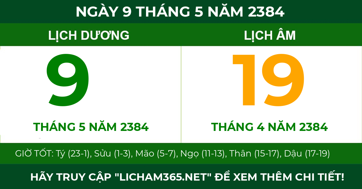 lịch âm ngày 9 tháng 5 năm 2384