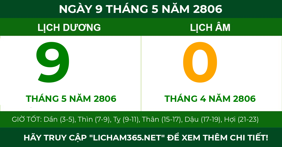 lịch âm ngày 9 tháng 5 năm 2806