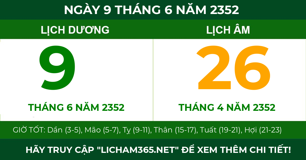 lịch âm ngày 9 tháng 6 năm 2352