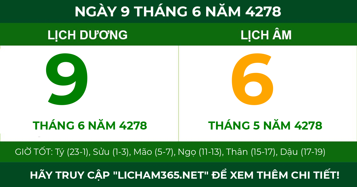 lịch âm ngày 9 tháng 6 năm 4278