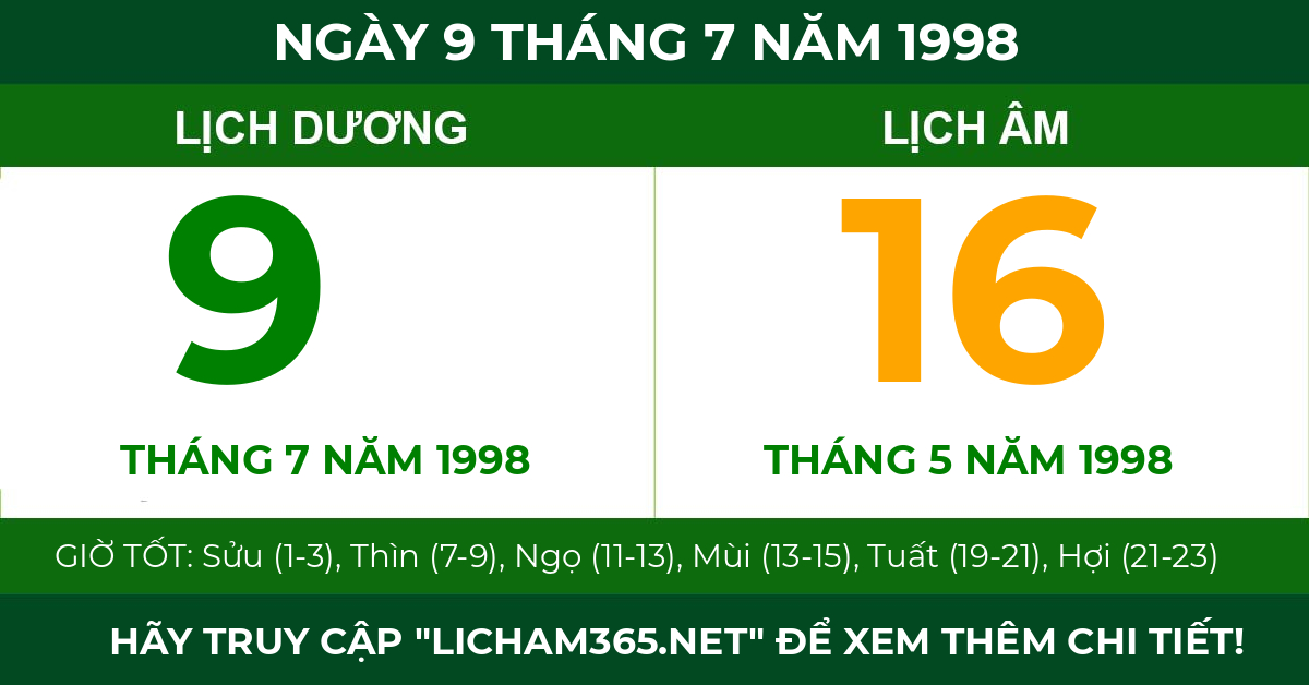 lịch âm ngày 9 tháng 7 năm 1998