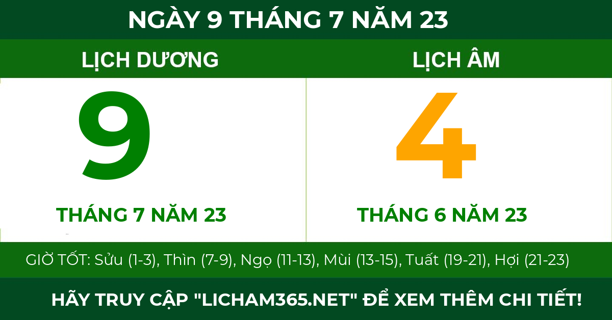 lịch âm ngày 9 tháng 7 năm 23