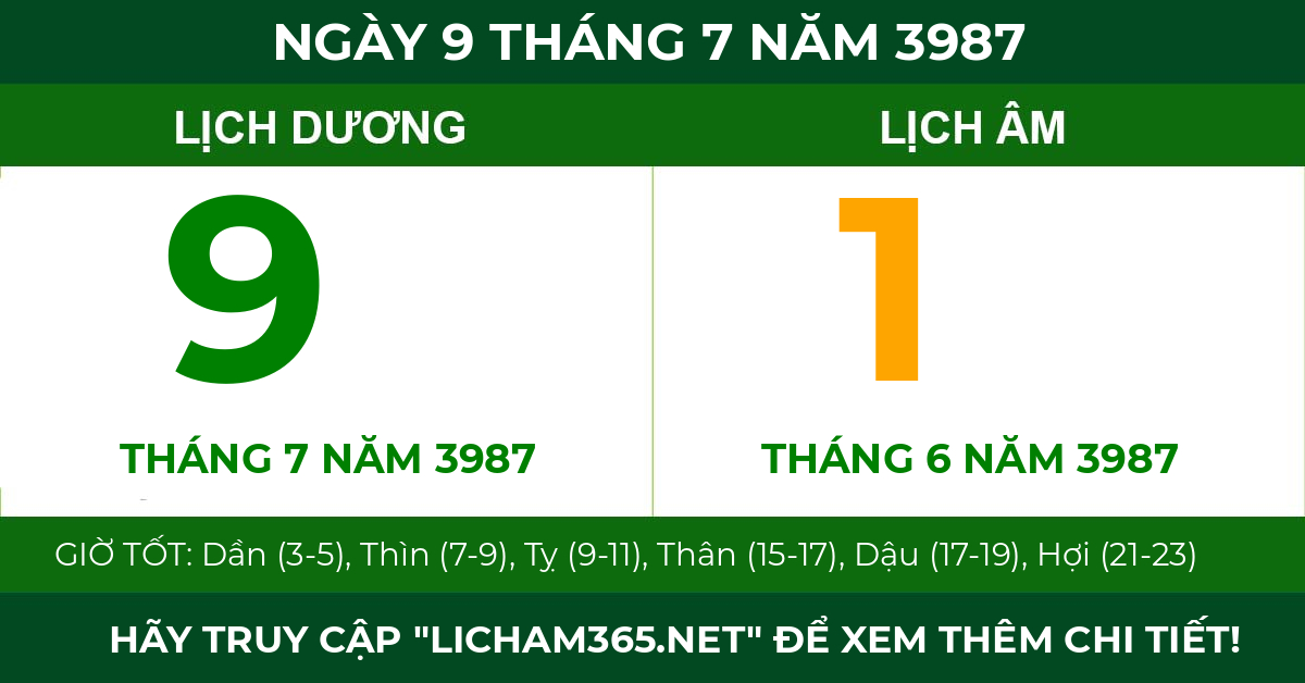 lịch âm ngày 9 tháng 7 năm 3987
