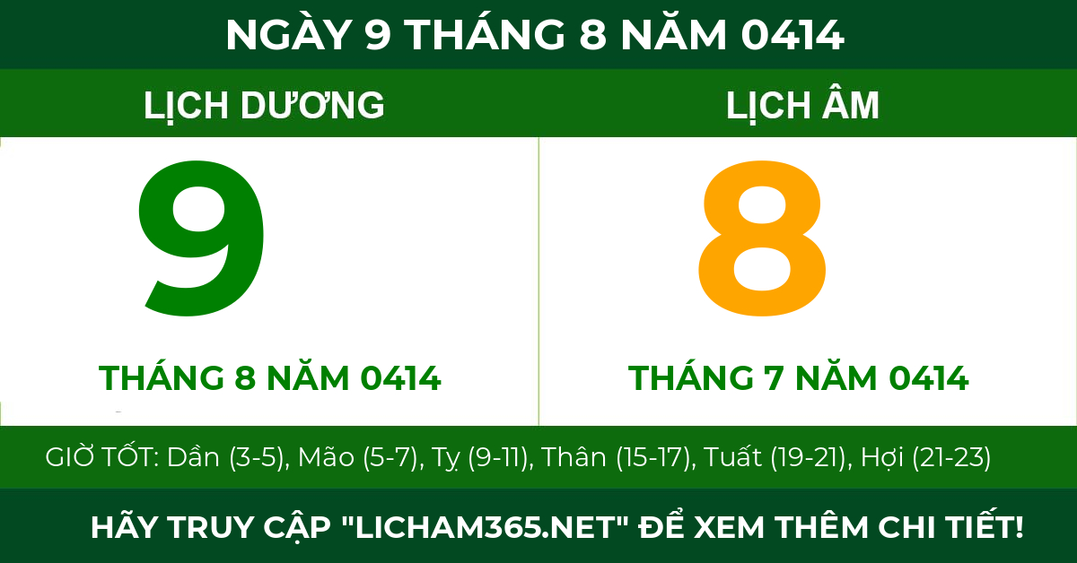 lịch âm ngày 9 tháng 8 năm 0414