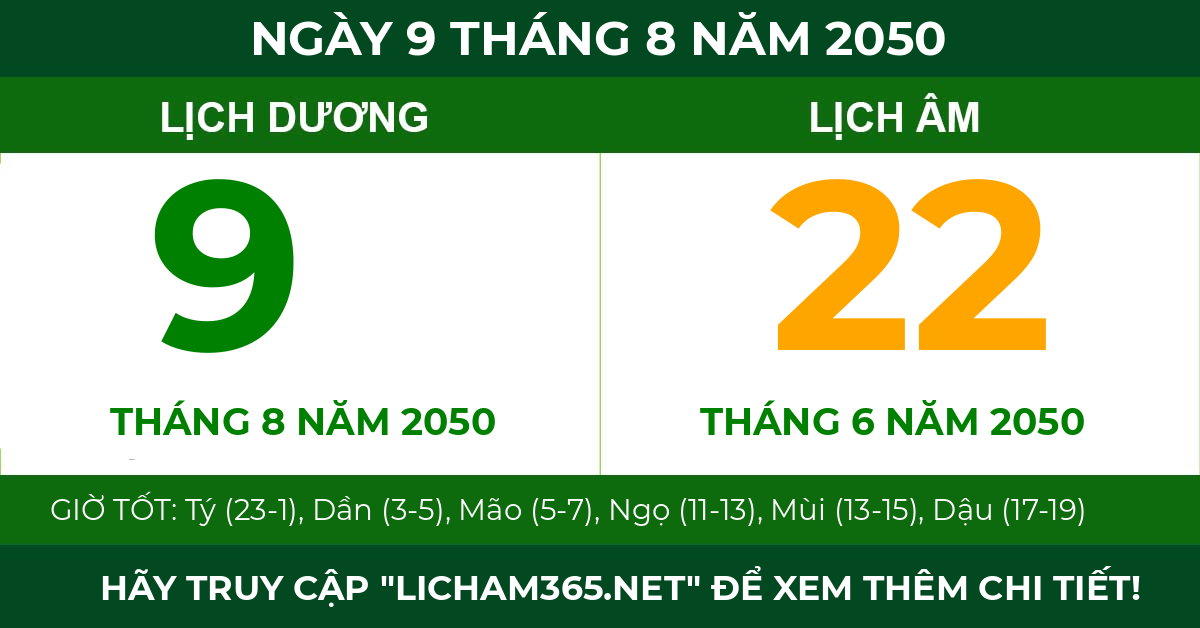 lịch âm ngày 9 tháng 8 năm 2050