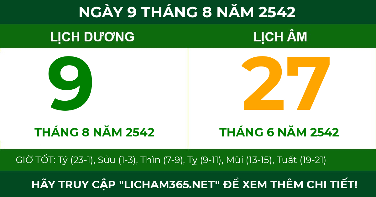 lịch âm ngày 9 tháng 8 năm 2542