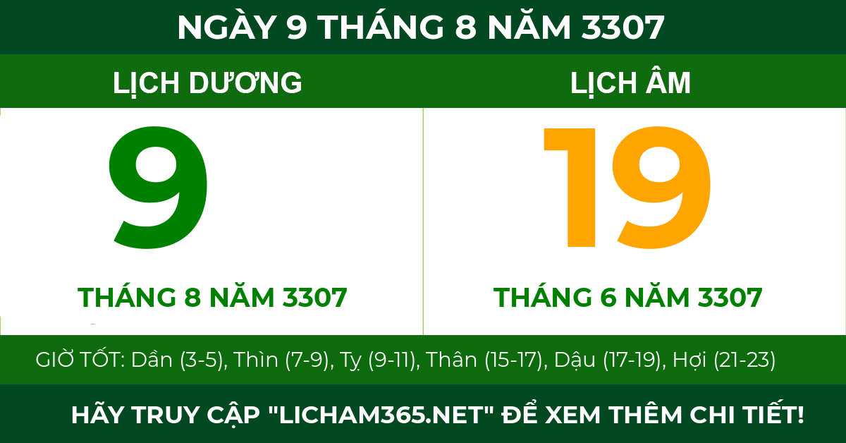 lịch âm ngày 9 tháng 8 năm 3307